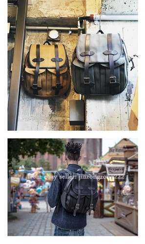 American Vintage 70262 Backpack Canvas Bag Cowhide Shoulder Strap - Picture 8 of 24