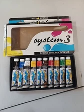 Daler-Rowney System3 Acrylic Paint Set 10 Assorted Colors 5A0029LS-1GCYW Used