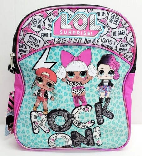 LOL SURPRISE ROCK ON! 11" RUCKSACK BÜCHERTASCHE PINK SCHWARZ SCHULE KINDER MÄDCHEN NEU