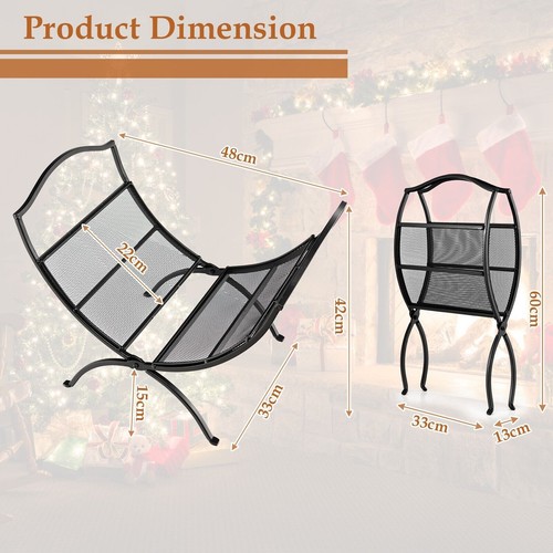 19” Folding Firewood Rack Fireplace Log Storage Holder Heavy Duty Logs Stacker - Picture 2 of 10