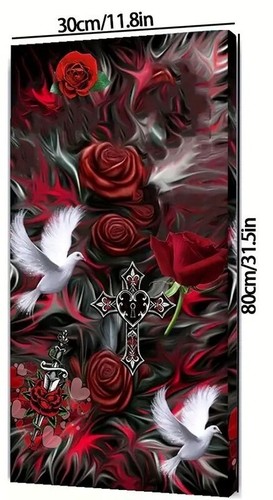 5D Diamond Painting Kits 30X80cm Love & Peace - Red Roses - Picture 2 of 6