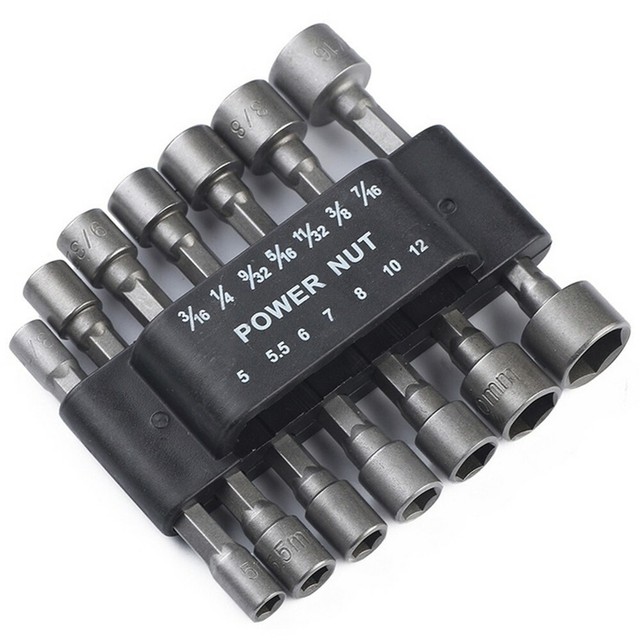 14Pc 1//4/"Hex Shank Power Nut Driver Drill Bit Set SAE Metric Socket Wrench Screw