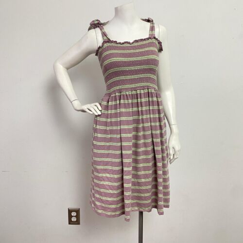 Toad & Co Tie Strap Sleeveless Women Dress Size L Purple Green Summer Vacation - Picture 2 of 6