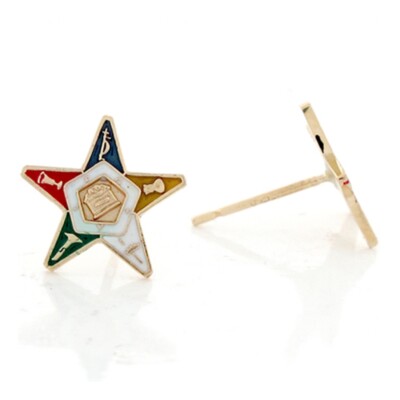 10k oder 14k Echt Gold emailliert Eastern Star Post Pin Ohrring