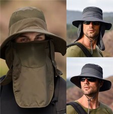 Sun Hat with Neck Flap Cover Wide Brim Visor UV Protection Fishing Outdoors Cap