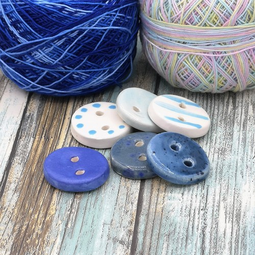 Handmade Ceramic Assorted Sewing Buttons 6 Pc Craft Buttons Round Shape For Coat - Picture 8 of 10