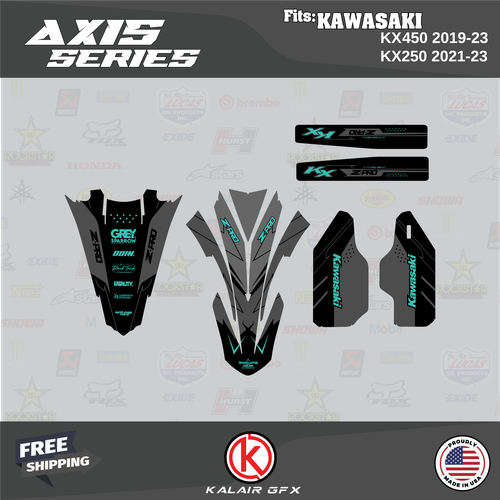 Graphics Kit for KAWASAKI KX450 (2019-2023) Axis Series - TEAL-SHIFT - Picture 2 of 6