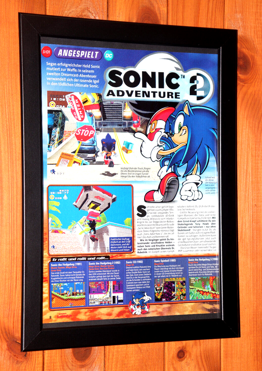 Sonic Adventure 2 GameCube SEGA Promo Small Poster / Ad Page