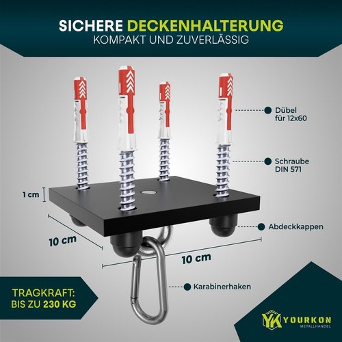 Boxsack Halterung Decke Wand Verzinkt Boxsäcke Hängesessel Yogatücher Yourkon - Bild 3 von 10