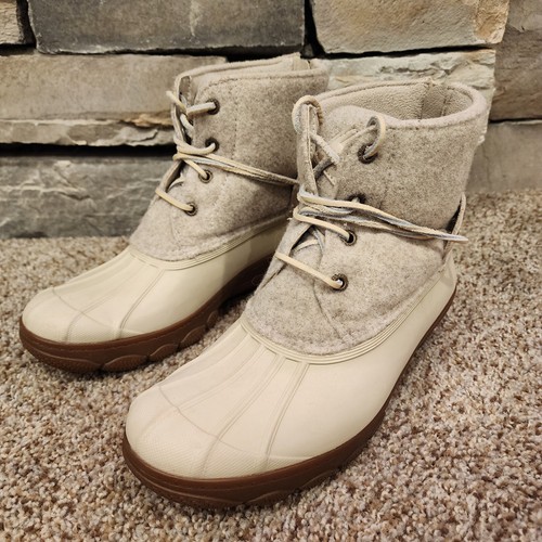 Botas Sperry Agua Salada Cuña Marea Pato Off White Lana Para Mujer Talla 6.5 M - Imagen 1 de 7