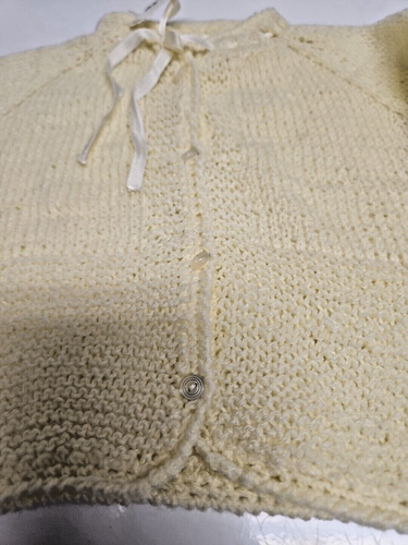 Hand Crocheted Newborn Hand Knit Yellow Cardigan - Picture 5 of 10