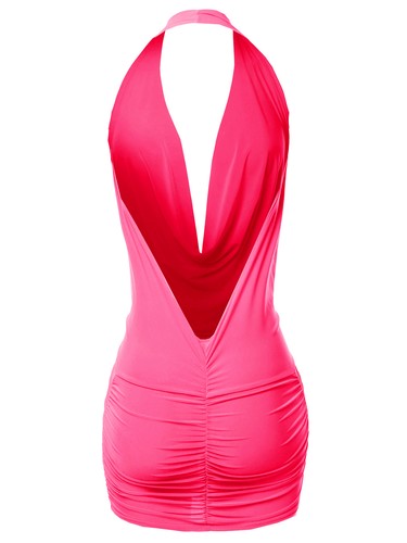 FashionOutfit Women's Halter Neck Ruched Party Cocktail Sexy Body-Con Mini Dress - Picture 55 of 72