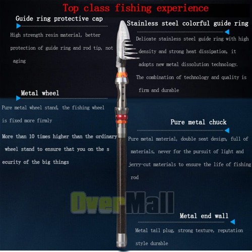 Carbon Fiber Telescopic Fishing Rod Sea 20-50LB Saltwater Portable Spinning Pole - Picture 10 of 33