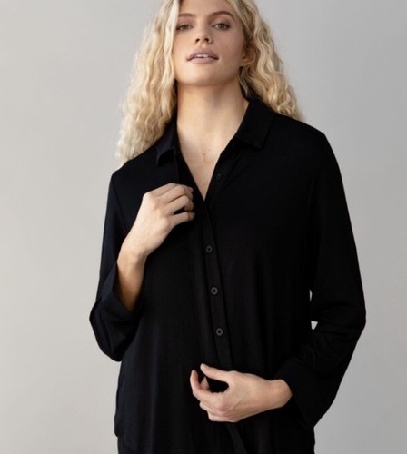 NWT COZY EARTH Stretch-Knit Collared Long Sleeve Button Down $126