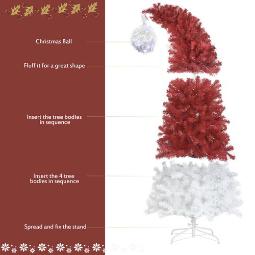 6FT Hinged Fir Artificial Fir Bent Top Christmas Tree1250 Tips 300 LED Lights US - Picture 5 of 23