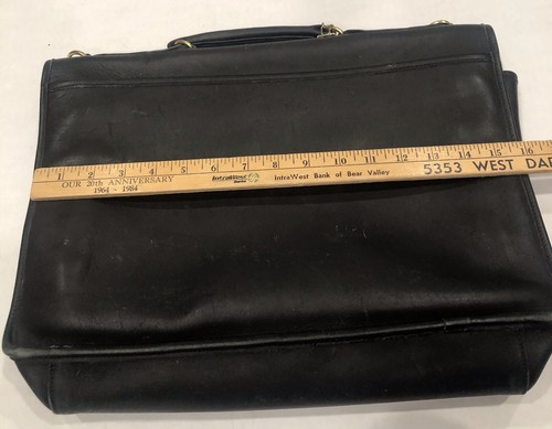 Jack Georges Briefcase Laptop Black Leather Messenger Bag Missing Strap - Picture 7 of 15