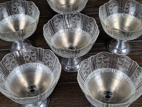 Vintage 1950er Depression Glas Parfait Sherbet Tassen Geschirr 2 Stück 6er Set 3,5" - Bild 5 von 12