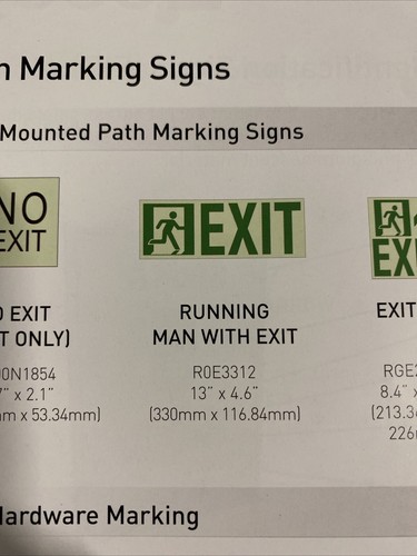 Running Man With Exit Photoluminescent Sign Ecoglo/ 3M ROE3312, Rigid Vinyl 13” - Afbeelding 6 van 6