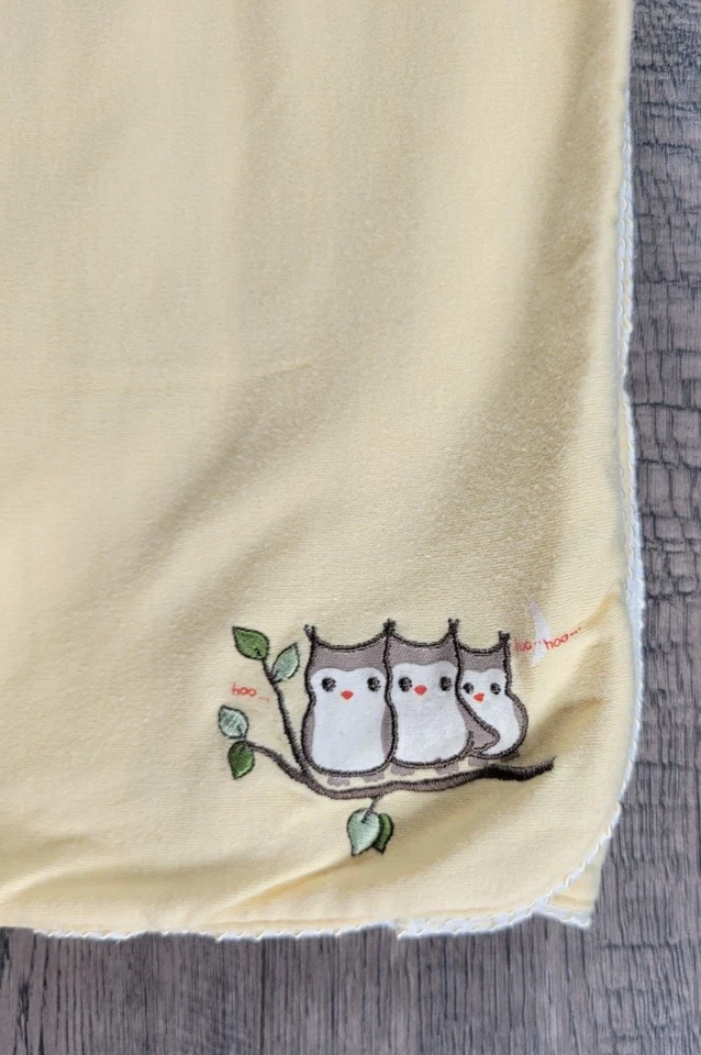 Linda manta para bebé niña niño vintage Gymboree amarillo búho Hoo Whoo's Foto 2 de 4