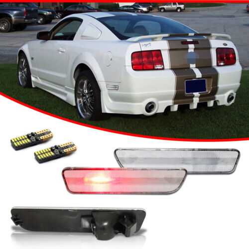 Luces de señalización laterales con lente transparente para Ford Mustang 2005-2009 con kit de bombillas LED rojas 2X - Imagen 2 de 10