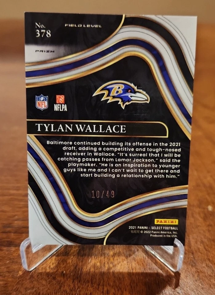Tylan Wallace 2021 Select Rookie Field Level Blue Power /49 Ravens - Image 2 of 2