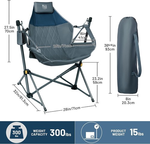 TIMBER RIDGE Hängematte Campingstuhl mit verstellbarer Rückenlehne, robust blau  - Bild 2 von 8