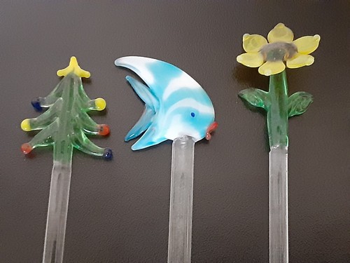 Vintage Assorted Glass Swizzle Sticks Cocktail Stirrers Blown Glass Barware - Picture 10 of 11