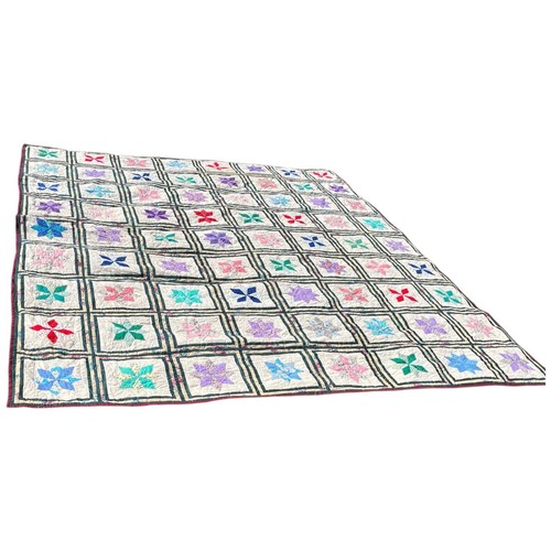 Contemporary Handmade Quilt Pieced Fancy Quilting Pinwheel Pointed Star 84" x 96 - Picture 3 of 14