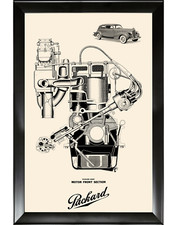 Packard Eight Engine Front Section View Blueprint Framed Art Photo