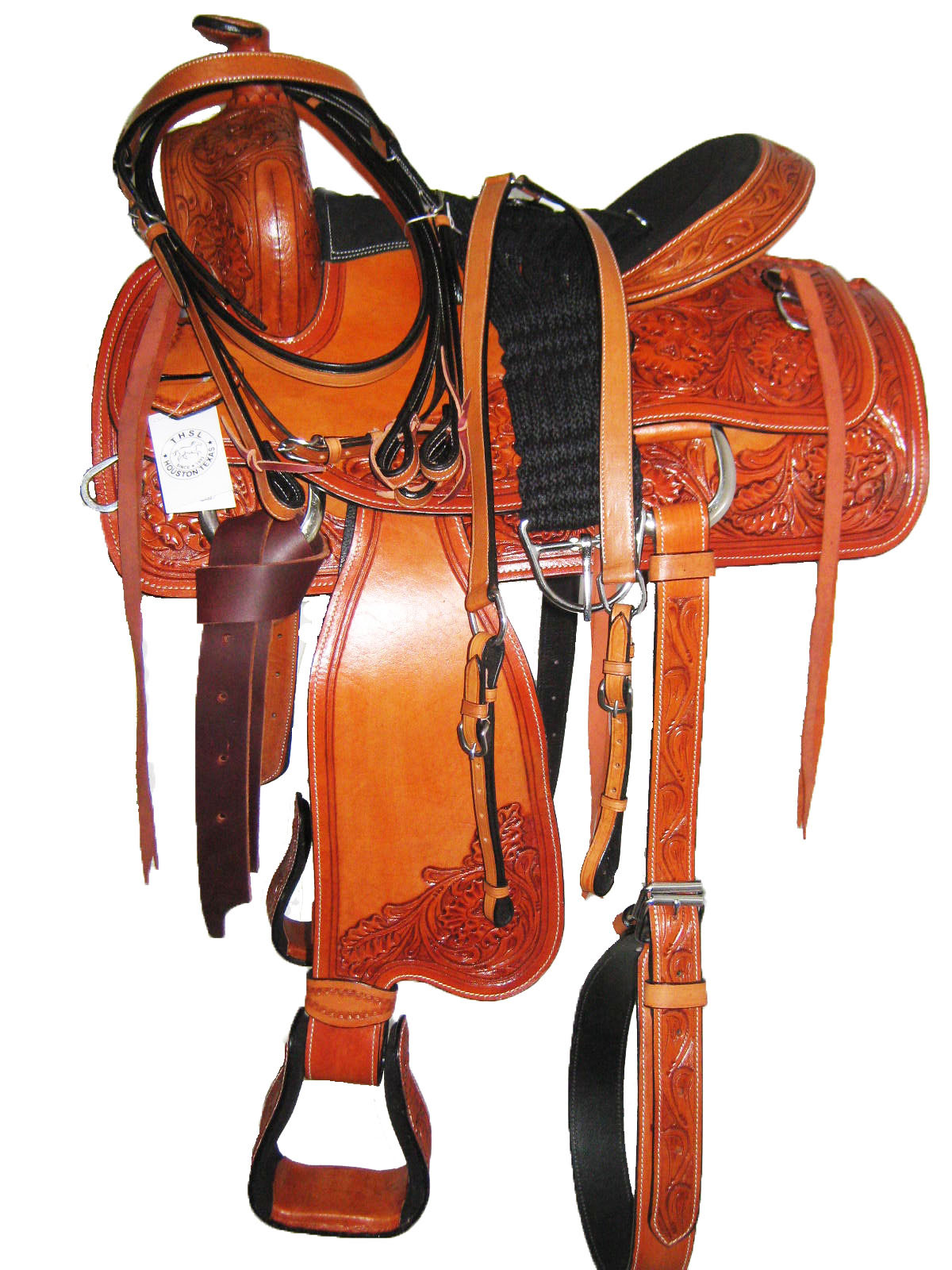 'THSL' WESTERN ROPING SADDLE SET He autoVED oroEN TAN 17 SUEDE SEAT 1089 'THSL' WESTERN ROPING SADDLE SET He autoVED oroEN TAN 17 SUEDE SEAT 1089