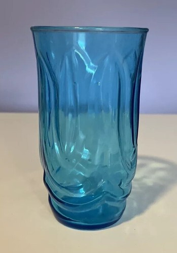 Anchor Hocking Glass Colonial Tulip Laser Blue Flat Tumbler 5¾” 16 oz Swag - Picture 4 of 7
