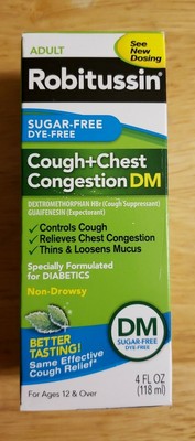 Robitussin Sugar Free Dye free non drowsy DM Cough Suppressant Liquid
