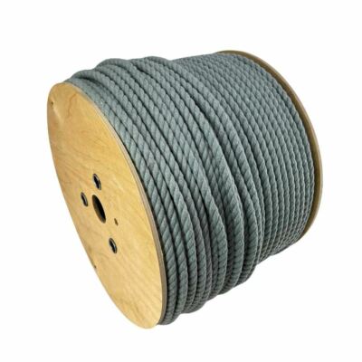 Baumwollseil 6 mm natur grau, auf einer Rolle, 3 Strang Kordel - Wählen Sie Ihre Länge