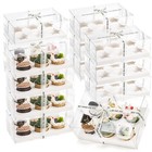15 Pack Clear Cupcake Boxes 6 Count Cupcake Containers with Gift Ribbon Plast...