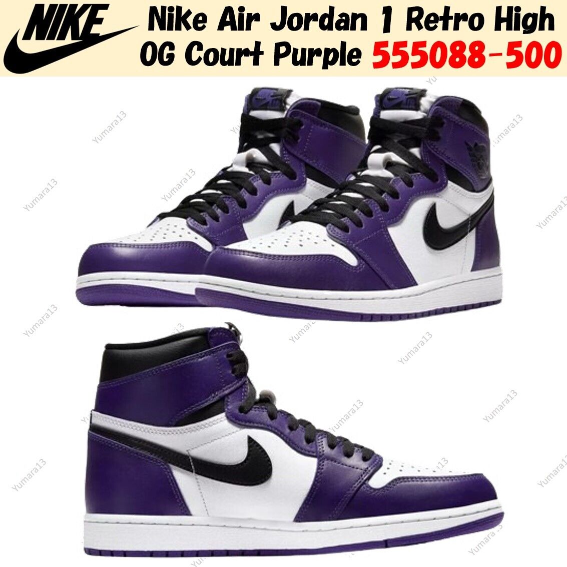 Nike Air Jordan 1 Retro High OG Court Purple 555088-500 Nike Air Jordan 1 Retro High OG Court Purple 555088-500