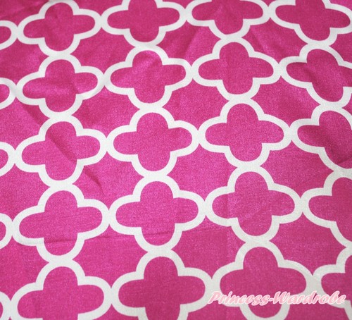 Hot Light Pink Purple Gray Quatrefoil Clover Satin Sew Craft Fabric Cloth 1 Yard - Bild 2 von 5