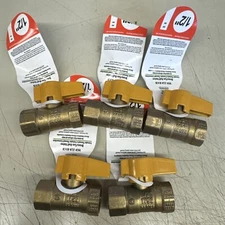 LOT of 5 - Homewerks 1/2" Yellow Female Threaded Brass Gas Ball Valve