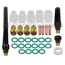 TIG Stubby Gas Lens #10 Pyrex Cup Kit DB SR WP 17 18 26 TIG Welding Torch 33pcs