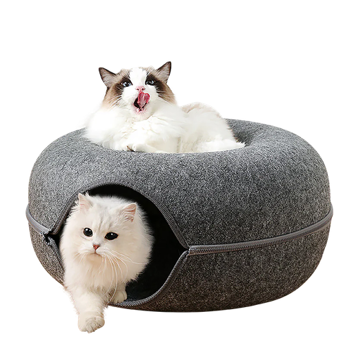 LARGE Cat Tunnel Cave Bed USA SELLER Felt Donut Cat House Detachable