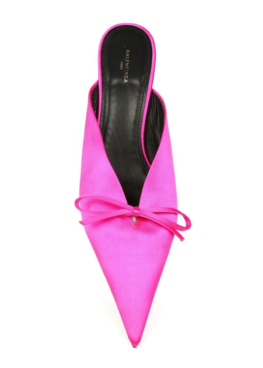 Balenciaga Knife Knit Mules/Slides Hot Pink kitten Heel size 38