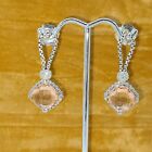 David Yurman Sterling Silver Cushion On Point Morganite Diamonds Drop Earrings