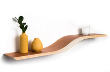 Walnut Hanging Floating Shelves, Wall Shelf Curved, Wooden Oak Bracket les Shelv