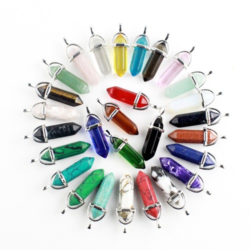 Natural Quartz Crystal Healing Point Chakra Cut Gemstone Pendant Reiki Necklace/