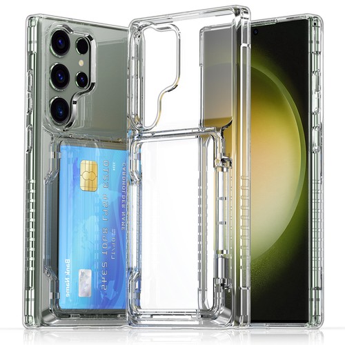 Clear Phone Case with Card Slot Holder Cover For Samsung Galaxy S24 + S23 Ultra - Picture 17 of 20