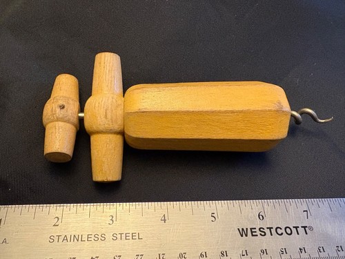 Vintage Wooden Corkscrew Wine Bottle Opener Double Twist Turn - Picture 6 of 13