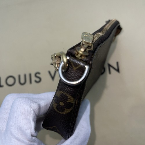 LOUIS VUITTON Pochette Accesorios MINI Bolso Monograma Cartera Marrón Cadena Auténtico - Imagen 14 de 23