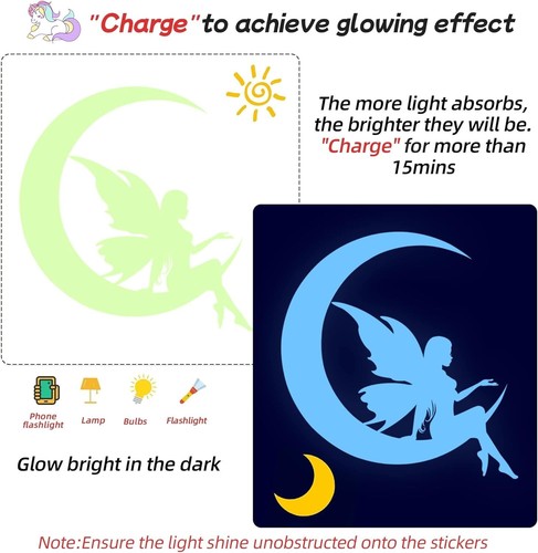 Whimsical Glow in the Dark Unicorn and Star Set - Perfect for Kid's Bedrooms - Picture 5 of 9
