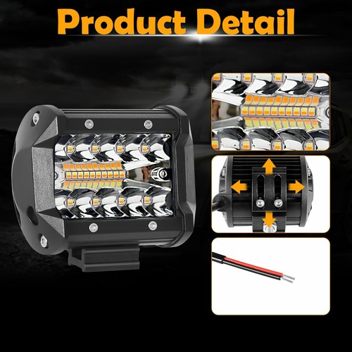 2x 4" Inch LED Work Light Bar Pods Flood Spot Combo Fog Driving Offroad SUV ATV - Picture 4 of 9