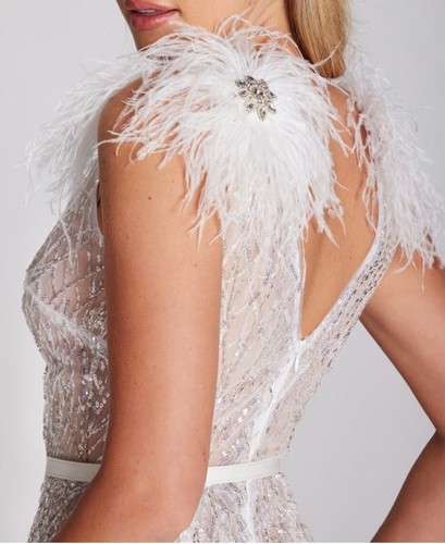 Nadine Merabi white-silver/ wedding Mila dress size UK 6-8 - Picture 3 of 9