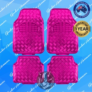 Pink Checker Plate Car Floor Mats Metallic Shiny Universal Heavy